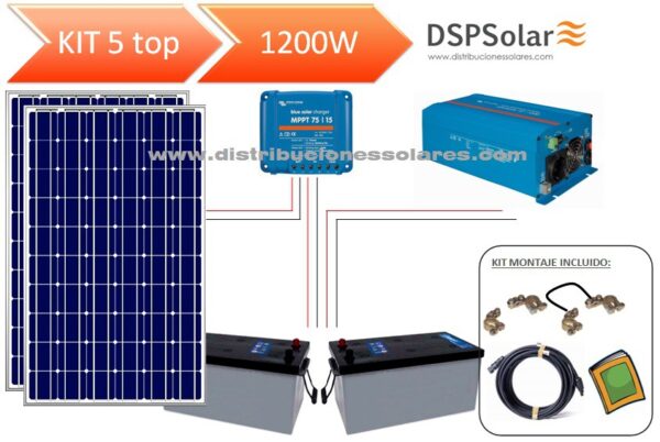 Kit Solar Fotovoltaico 5 TOP 1200 W